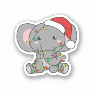 Elephant Christmas Winter Animals Elephants Aufkleber