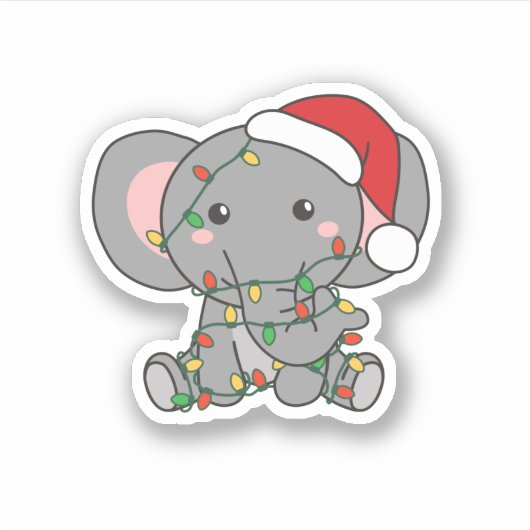 Elephant Christmas Winter Animals Elephants Aufkleber (Vorderseite)