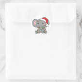 Elephant Christmas Winter Animals Elephants Klasse Runder Aufkleber (Tasche)