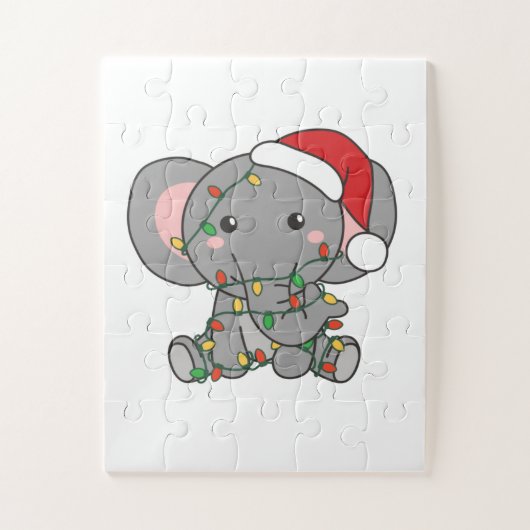 Elephant Christmas Winter Animals Elephants Puzzle (Vertikal)