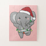 Elephant Christmas Winter Animals Elephants Puzzle<br><div class="desc">Der Elefant zu Weihnachten mit Feenlicht. Hübsche Tiere mit Geschenken und Schnee für den Urlaub. Ein süßes Weihnachtsgrüßen. Elefanten sind niedliche Tiere und perfekt zu Weihnachten.</div>