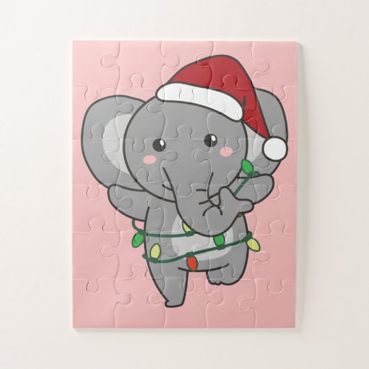 Elephant Christmas Winter Animals Elephants Puzzle (Vertikal)