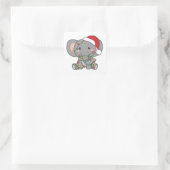 Elephant Christmas Winter Animals Elephants Square Quadratischer Aufkleber (Tasche)