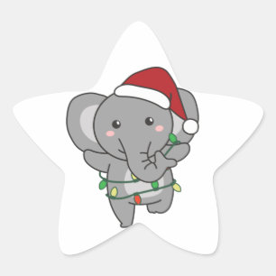 Elephant Christmas Winter Animals Elephants Star S Stern-Aufkleber
