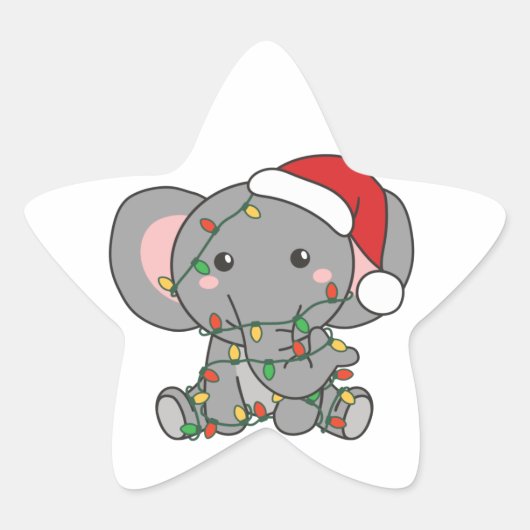 Elephant Christmas Winter Animals Elephants Star S Stern-Aufkleber (Vorderseite)