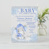 Elephant Christmas Winter Baby Shower Einladung (Stehend Vorderseite)