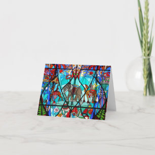 Elephant Church Bright Stated Glass Custom Cards Karte