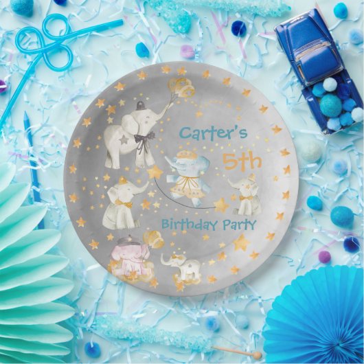 Elephant Circus Birthday Party Paper Plate Pappteller (Party)