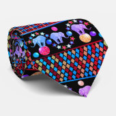 Elephant Circus Diamonds Stripes Muster Krawatte (Gerollt)