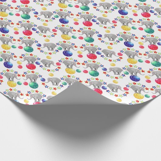 Elephant Circus farbenfroher Spaß Geschenkpapier (Ecke)
