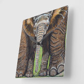 Elephant Clock - Mama und ich Quadratische Wanduhr (Winkel)
