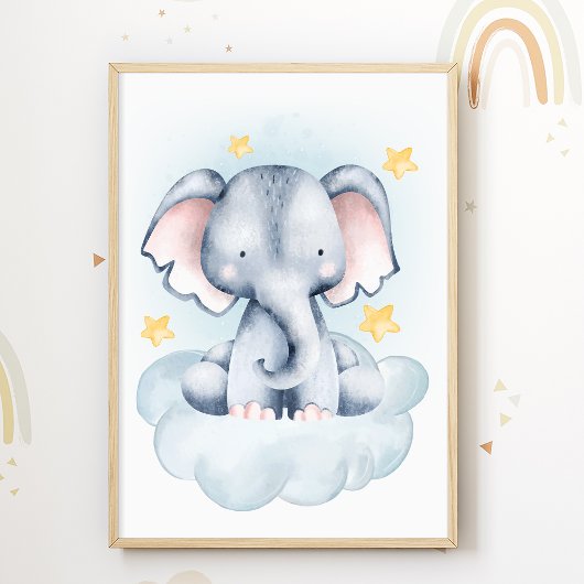 Elephant Cloud Kinderzimmer Poster Kids Room Print