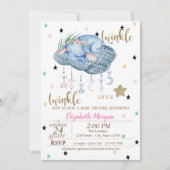 Elephant Cloud, Twinkle Little Star Baby Dusche Einladung (Vorderseite)
