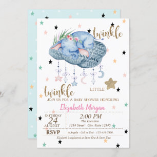 Elephant Cloud, Twinkle Little Star Baby Dusche Einladung