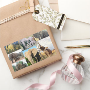 Elephant Color Foto Rechteckiger Aufkleber