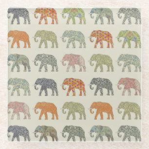Elephant Colorful Animal Pattern Glasuntersetzer