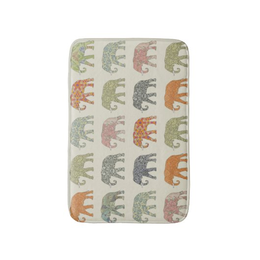 Elephant Colorful Animal Pattern heute Badematte (Vorderseite Vertikal)