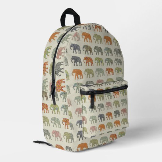 Elephant Colorful Animal Pattern heute Bedruckter Rucksack (Rückseitige Ecke links)