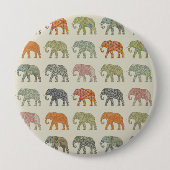 Elephant Colorful Animal Pattern heute Button (Vorderseite)