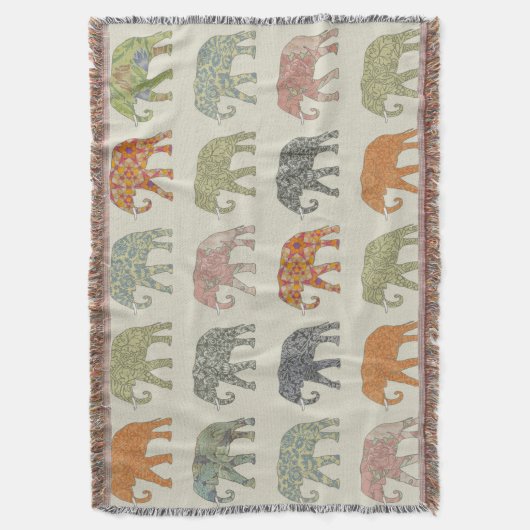 Elephant Colorful Animal Pattern heute Decke (Vorderseite Vertikal)