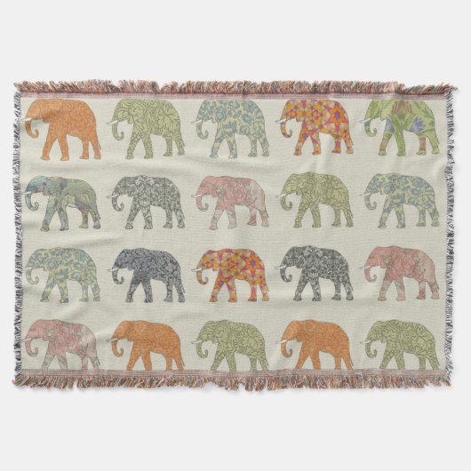 Elephant Colorful Animal Pattern heute Decke (Vorderseite)