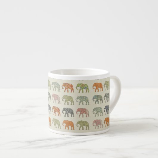 Elephant Colorful Animal Pattern heute Espressotasse (Vorderseite Rechts)