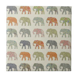 Elephant Colorful Animal Pattern heute Fliese