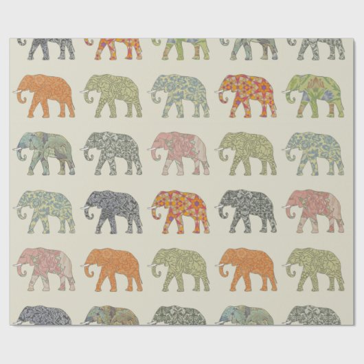 Elephant Colorful Animal Pattern heute Geschenkpapier (Flach)