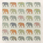 Elephant Colorful Animal Pattern heute Glasuntersetzer (Vorderseite)
