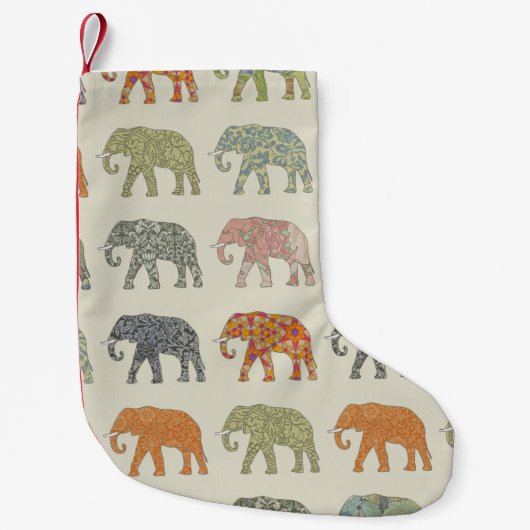 Elephant Colorful Animal Pattern heute Kleiner Weihnachtsstrumpf (Vorderseite)