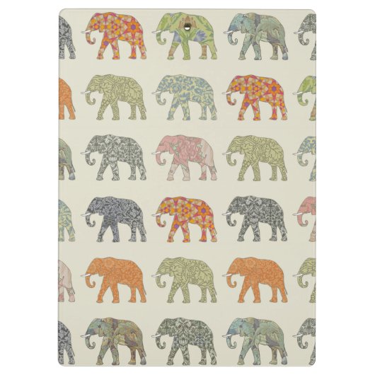 Elephant Colorful Animal Pattern heute Klemmbrett (Rückseite)