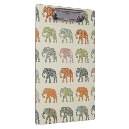Elephant Colorful Animal Pattern heute Klemmbrett (Rechts)