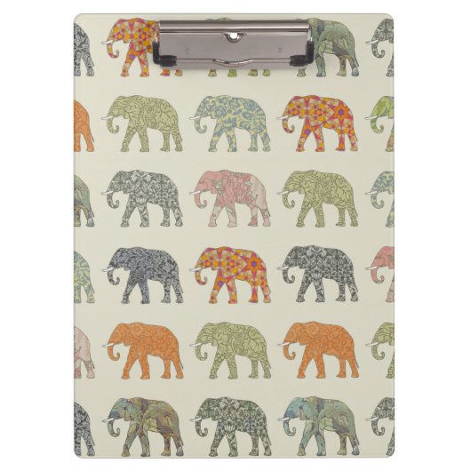 Elephant Colorful Animal Pattern heute Klemmbrett (Vorderseite)