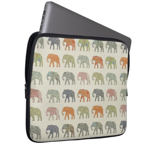 Elephant Colorful Animal Pattern heute Laptopschutzhülle (Vorne Rechts)