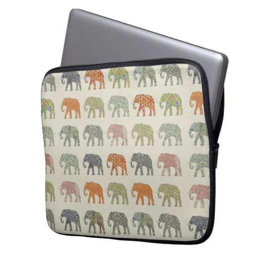 Elephant Colorful Animal Pattern heute Laptopschutzhülle (Vorderseite Links)