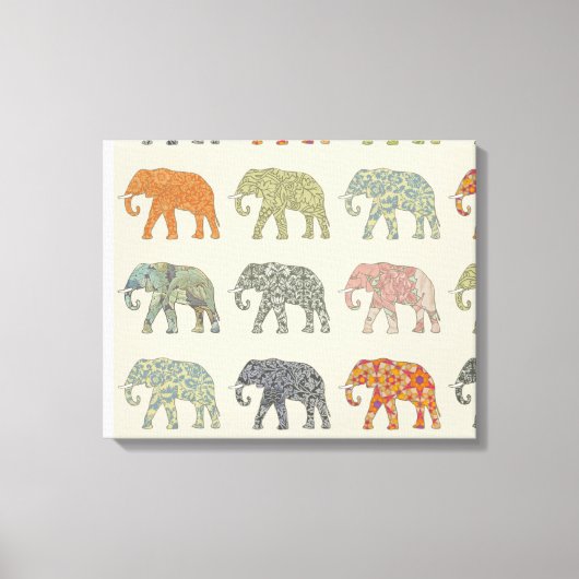 Elephant Colorful Animal Pattern heute Leinwanddruck (Vorderseite)