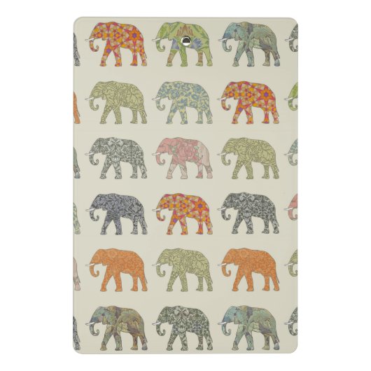Elephant Colorful Animal Pattern heute Mini Klemmbrett (Rückseite)