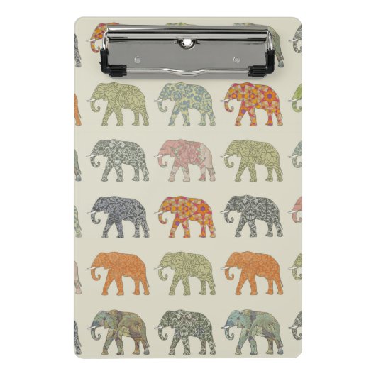 Elephant Colorful Animal Pattern heute Mini Klemmbrett (Vorderseite)