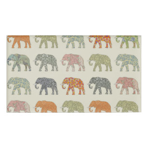 Elephant Colorful Animal Pattern heute Namenschild