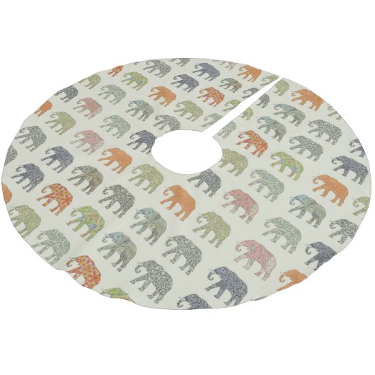Elephant Colorful Animal Pattern heute Polyester Weihnachtsbaumdecke (Schrägansicht)