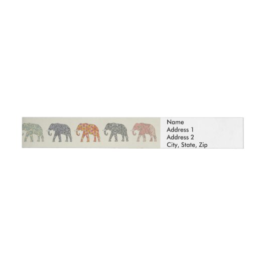 Elephant Colorful Animal Pattern heute Rundum-Adressaufkleber (Person)