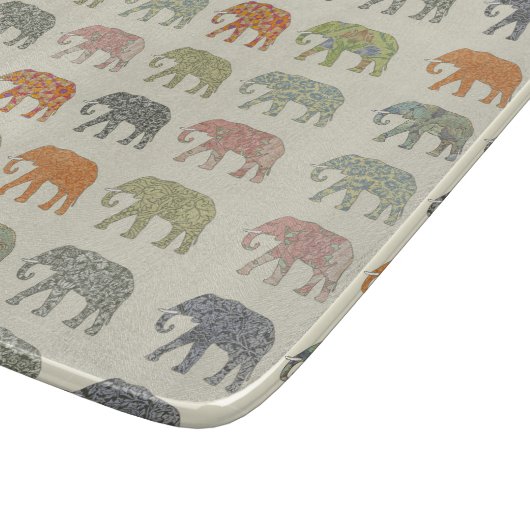 Elephant Colorful Animal Pattern heute Schneidebrett (Ecke)