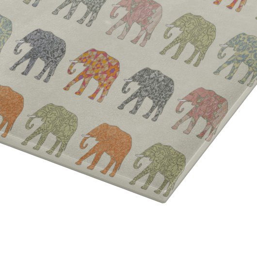 Elephant Colorful Animal Pattern heute Schneidebrett (Ecke)