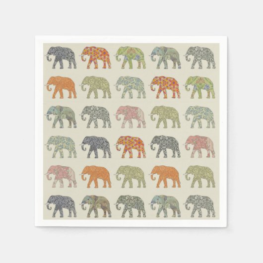 Elephant Colorful Animal Pattern heute Serviette (Vorderseite)
