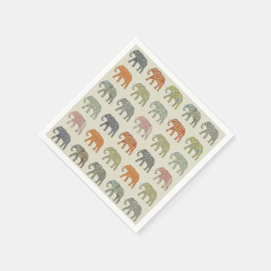 Elephant Colorful Animal Pattern heute Serviette (Ecke)