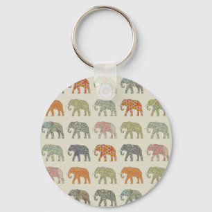 Elephant Colorful Animal Pattern Schlüsselanhänger