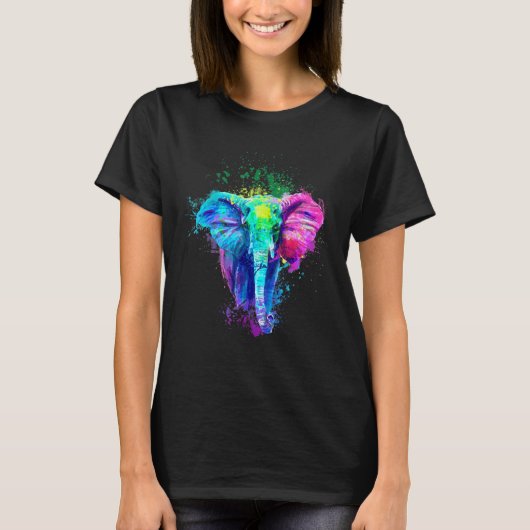 Elephant Colorful Art Elephant T-Shirt (Vorderseite)