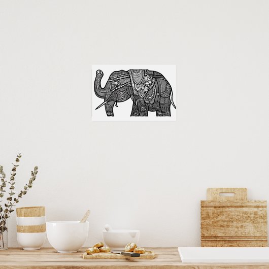 Elephant Coloring Page Poster (Küche)