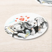 Elephant Couple Paper Untersetzer - Liebe - Aquare (Angewinkelt)