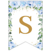 Elephant Crescent Moon Blue Floral Boy Baby Dusche Wimpelkette (Zweite Fahne)